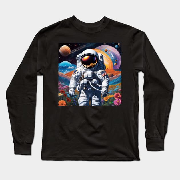 Trippy Astronaut Dreamscape – Cosmic Odyssey 5 Long Sleeve T-Shirt by Benito Del Ray